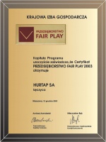 Tytuł "Przedsiębiorstwo Fair Play" 2003 (2003)